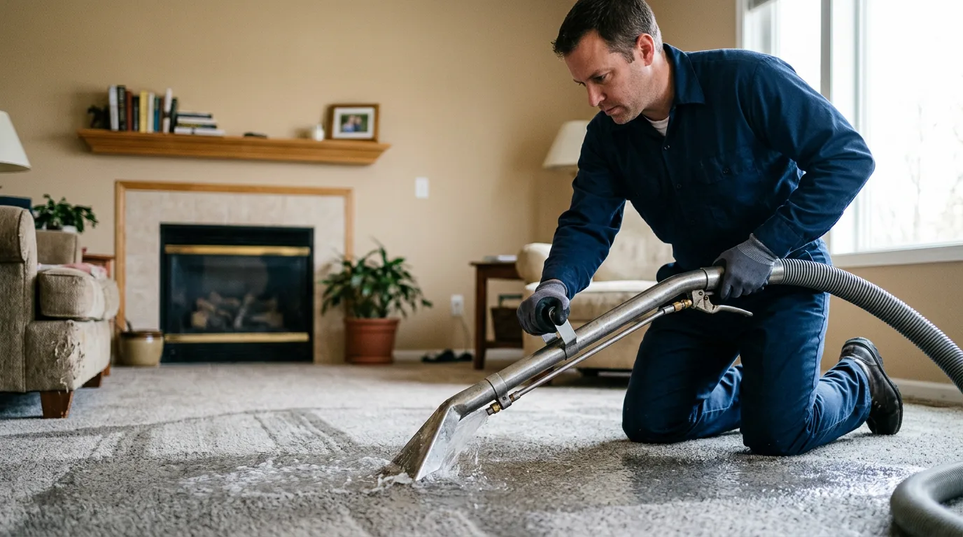 Water damage restoration technician working near Cave City, KY